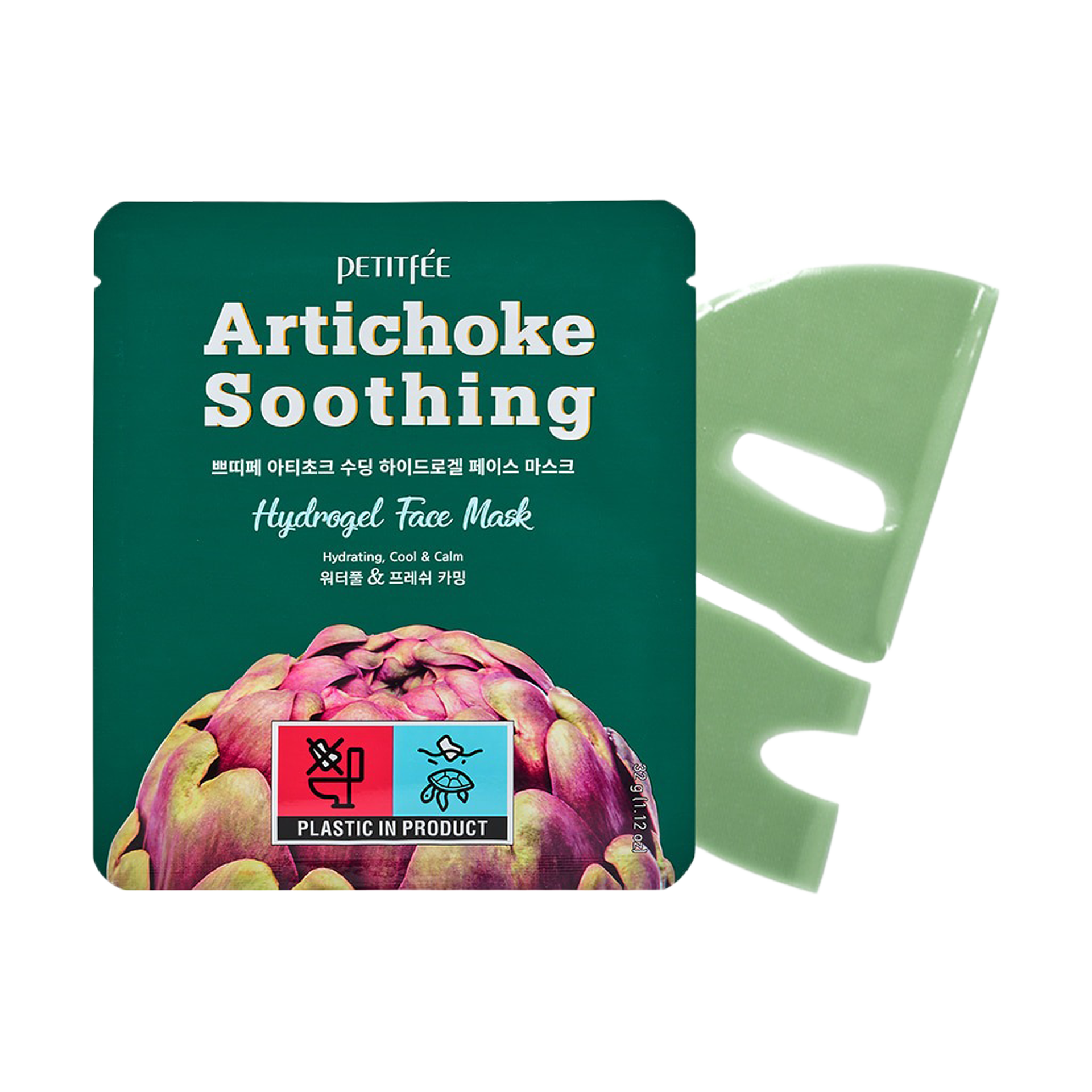 PETITFEE Гидрогелевая маска для лица АРТИШОК Artichoke Soothing Hydrogel Face Mask 