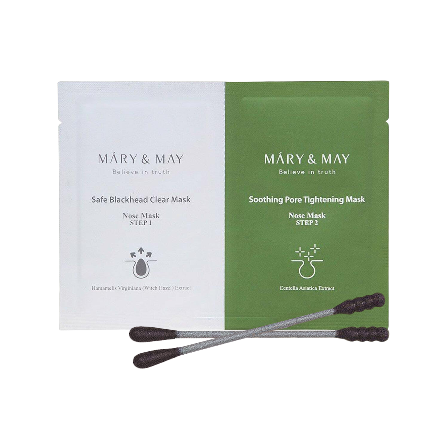 MARY&MAY НАБОР для удаления черных точек ПАТЧИ/ПАЛОЧКИ Daily Safe Black Head Clear Nose Mask, 7гр