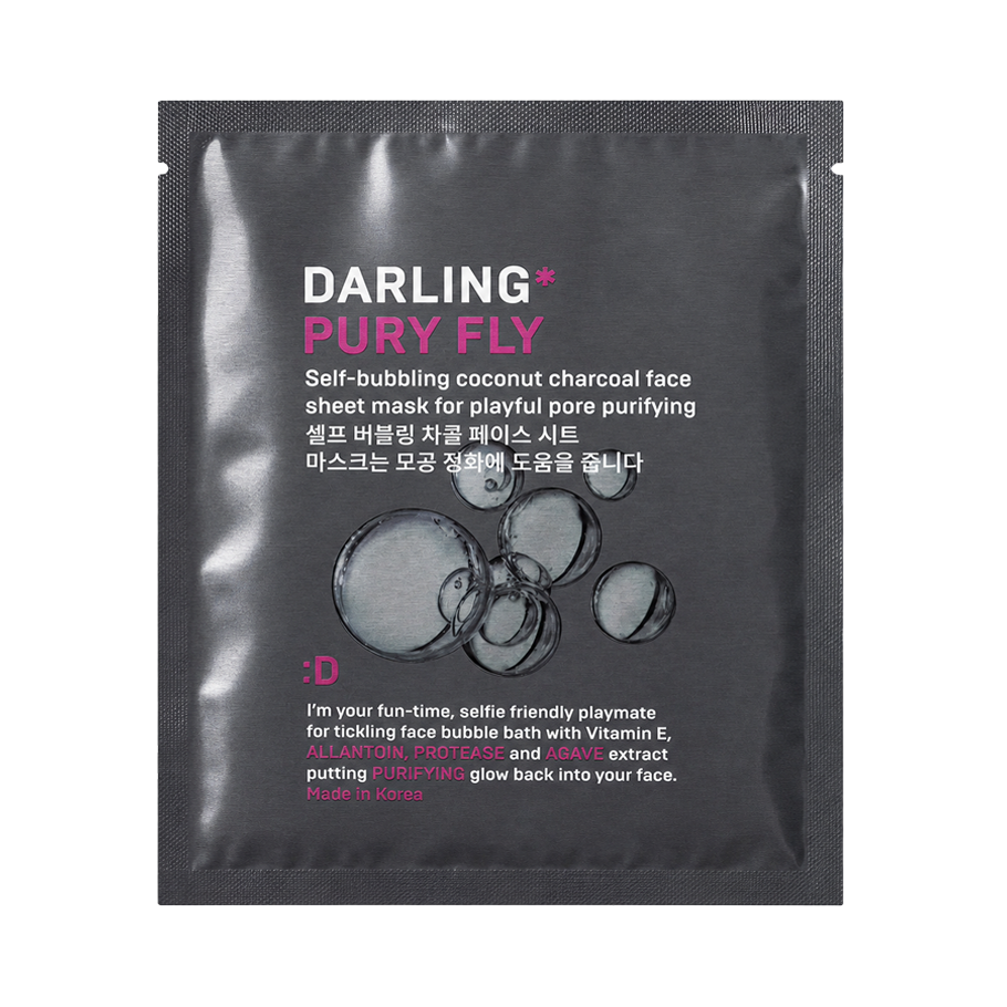 DARLING* Маска тканевая PURY FLY пенящаяся угольная маска для очищения пор