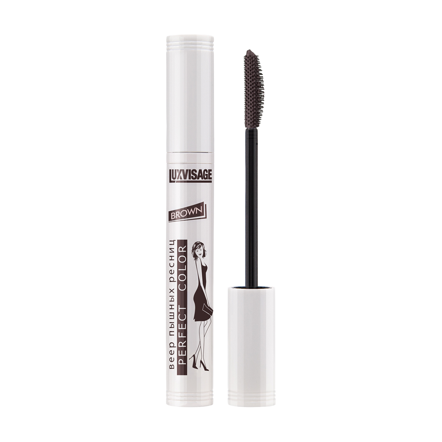 LUXVISAGE Тушь д/ресниц Perfect Color Веер пышных ресниц КОРИЧНЕВАЯ 