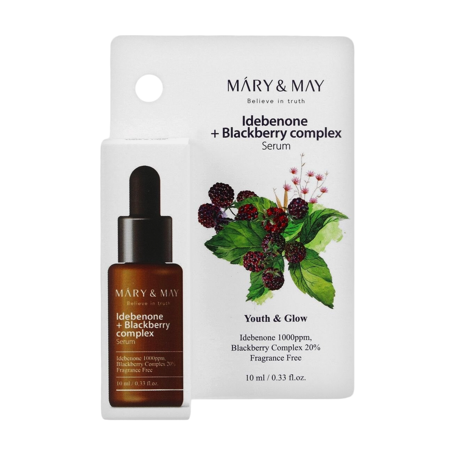 MARY&MAY Сыворотка антиоксидантная с идебеноном и ежевичным комплексом Idebenone + Blackberry 10 мл